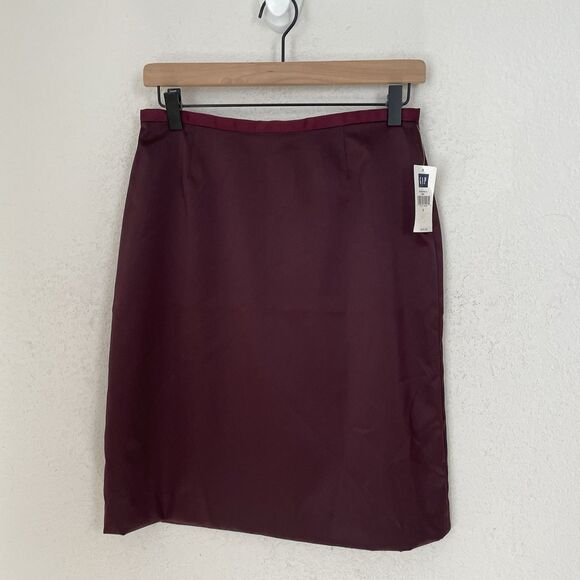 Gap Dresses & Skirts - Vintage Y2k GAP Women Burgundy A-Line Skirt Size 6 OfficeCore Satin 90s